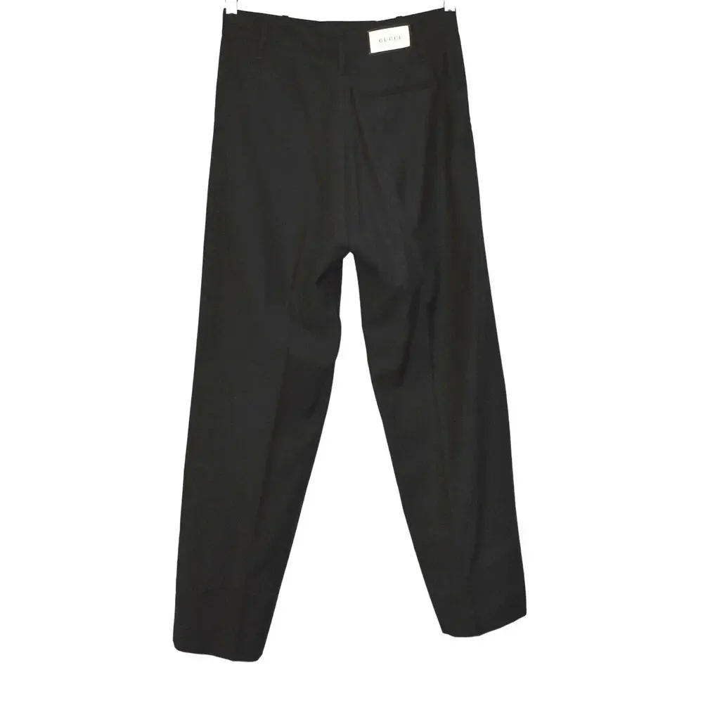 B2 Auth GUCCI Black Wool Faux Slash Pocket Straight Dress Pants Size 40 US 4/6 - Picture 2 of 8